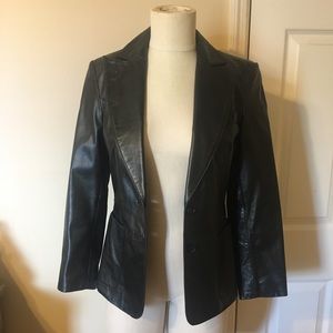 Express Black Genuine Leather Blazer